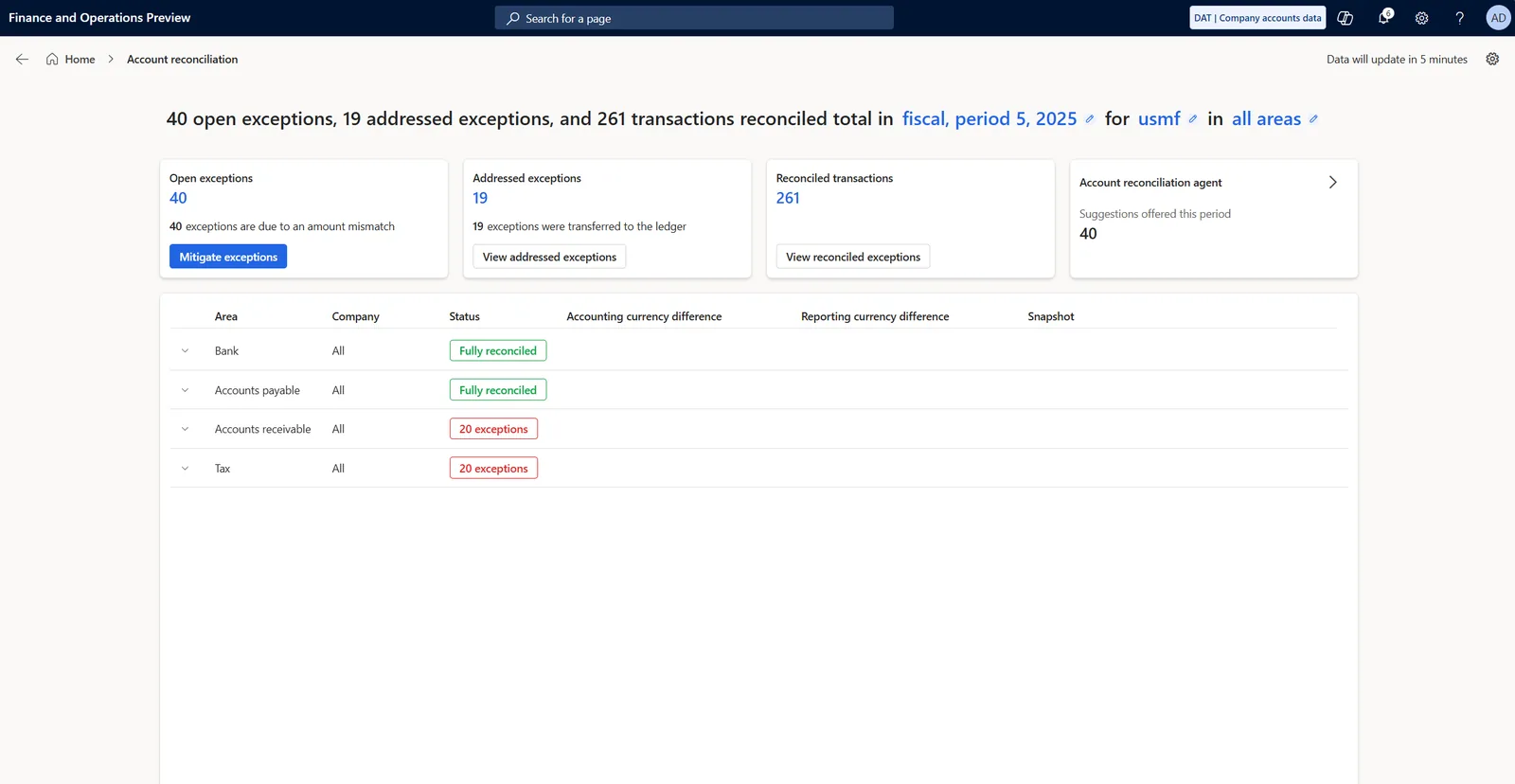 Dynamics 365 Finance account reconciliation workspace - Tally to ERP Migration UAE
