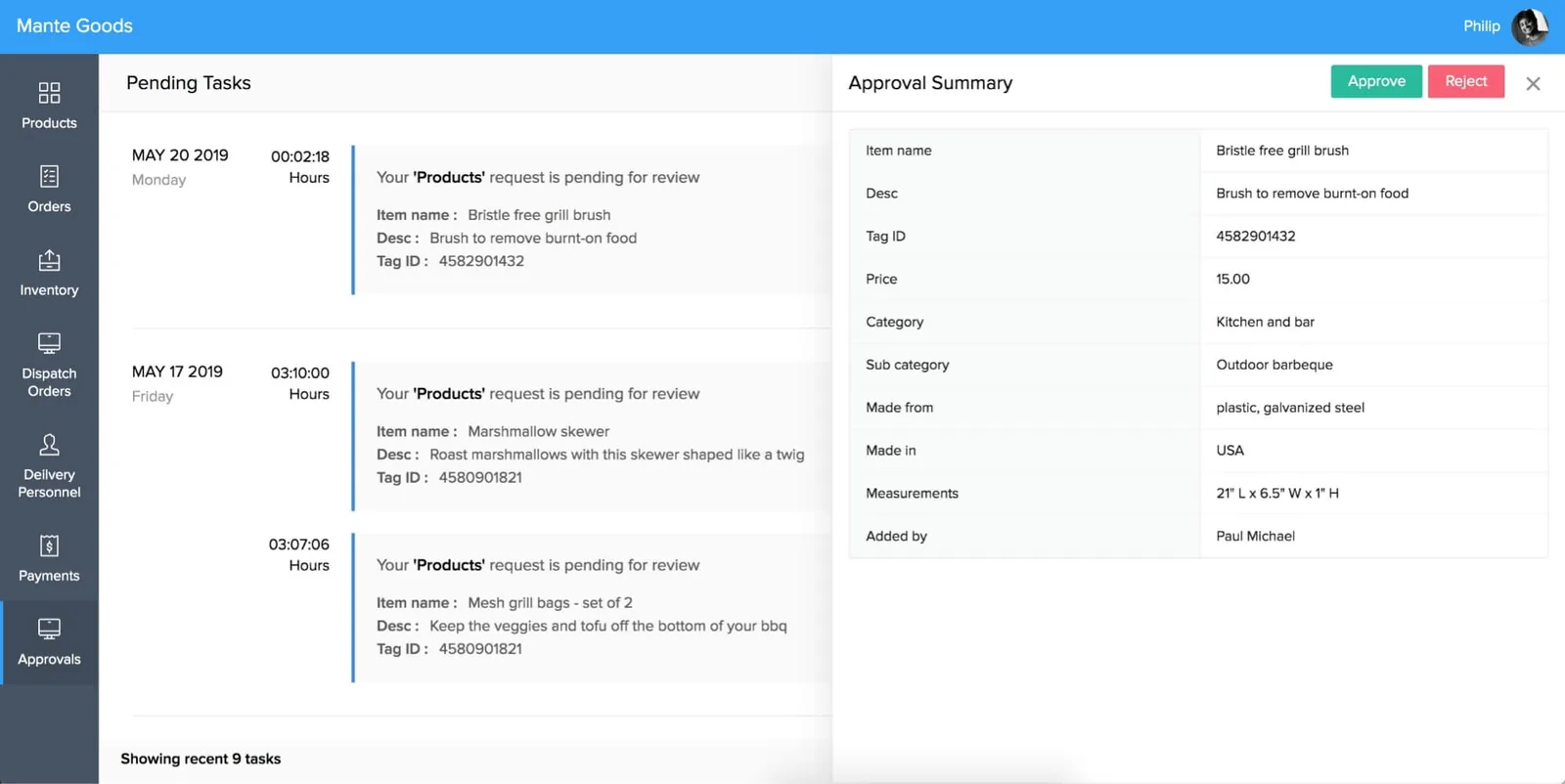 Zoho Creator pending approvals with approve/reject summary - Zoho WorkDrive UAE